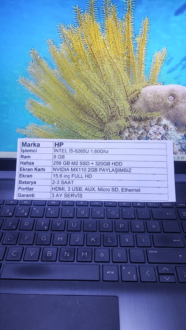 HP 15-DA i5-8265U 1.6Ghz 8GB 256GB M2 SSD-15.6" MX110 2GB
