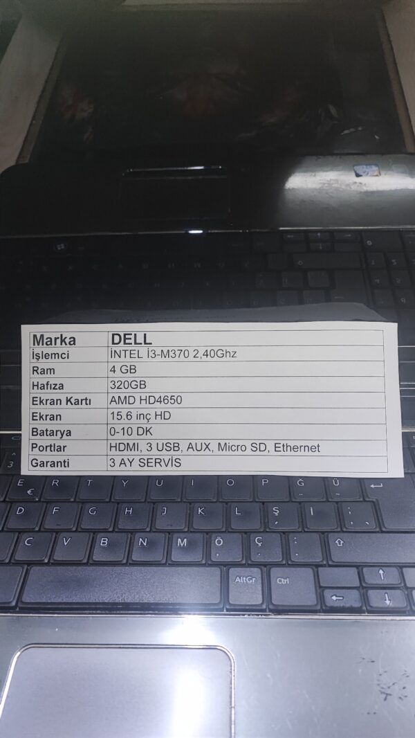 Dell i3-M370 2.40Ghz 4GB Ram 320GB HDD AMD HD4650 Grafik